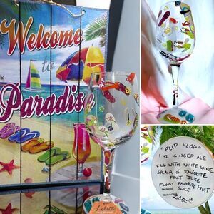 Lolita “Flip Flop” wine glass l Love My Wine l Hand-Painted Collectable